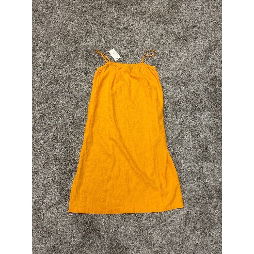 A New Day Linen Slip Dress Medium Orange Spaghetti Strap Beach Vacation NWT